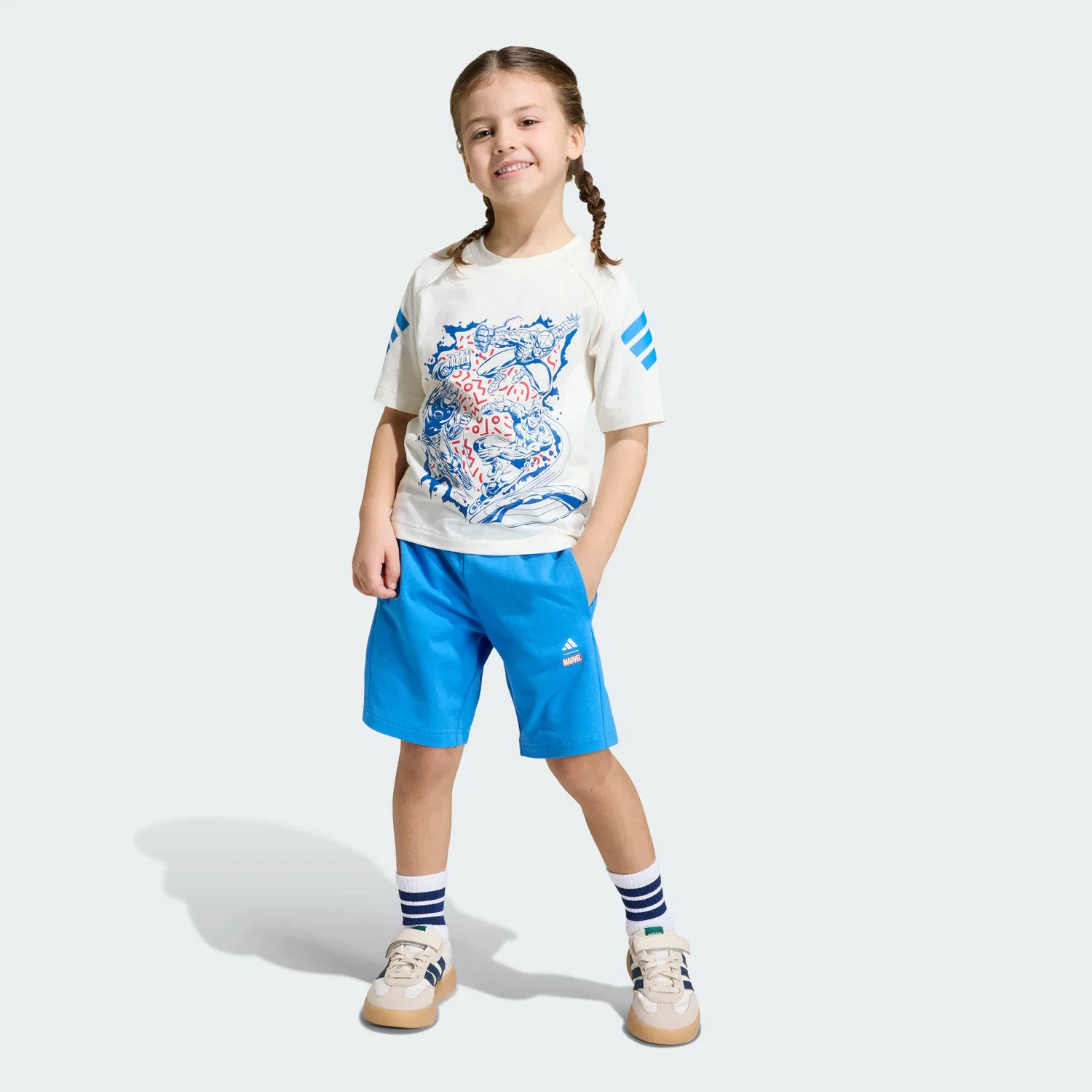 Детский комплект с принтом Marvel Avengers Adidas, Weiss Blau