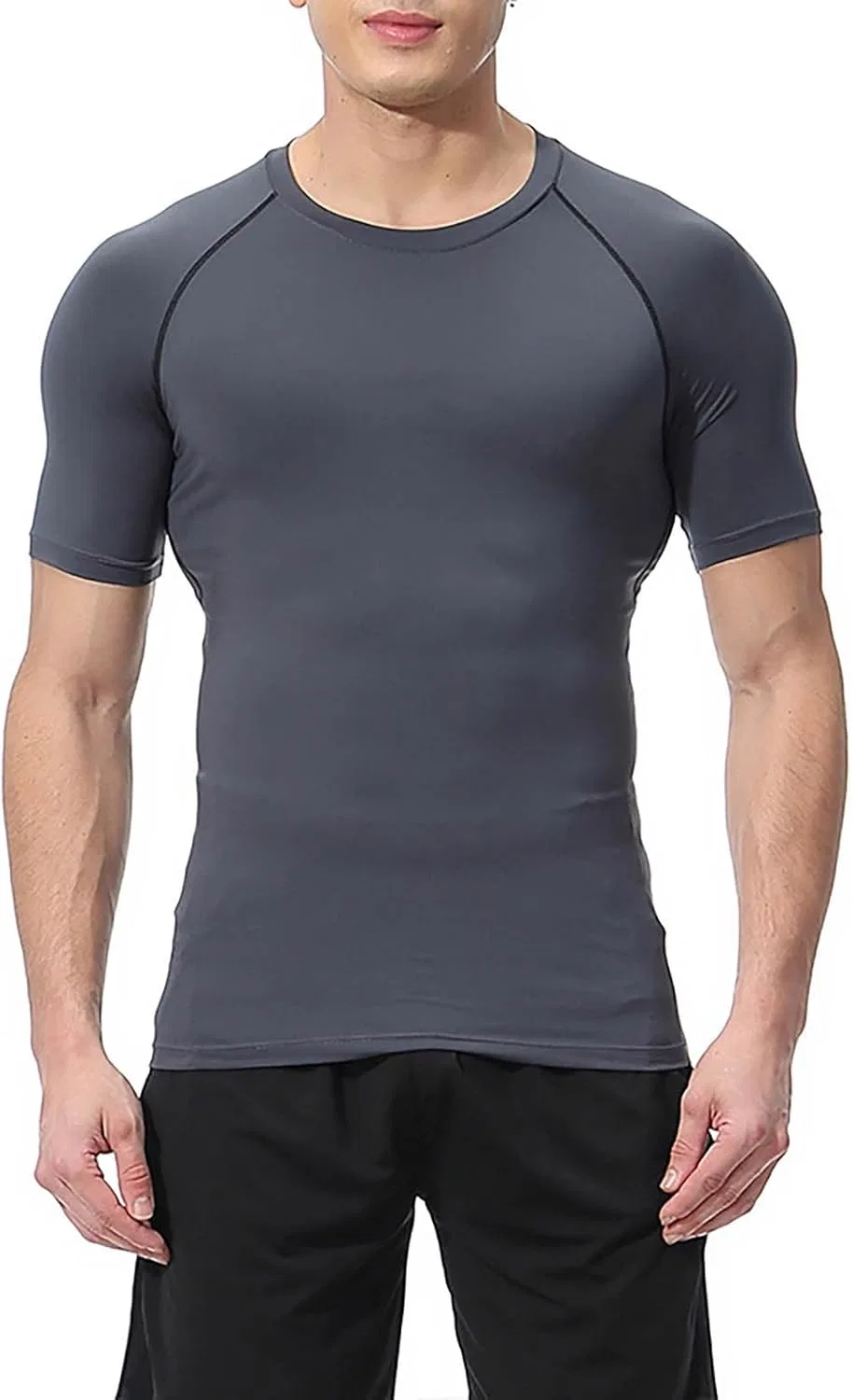 Мужская компрессионная футболка с коротким рукавом Athletic Workout, Grey — фото 2