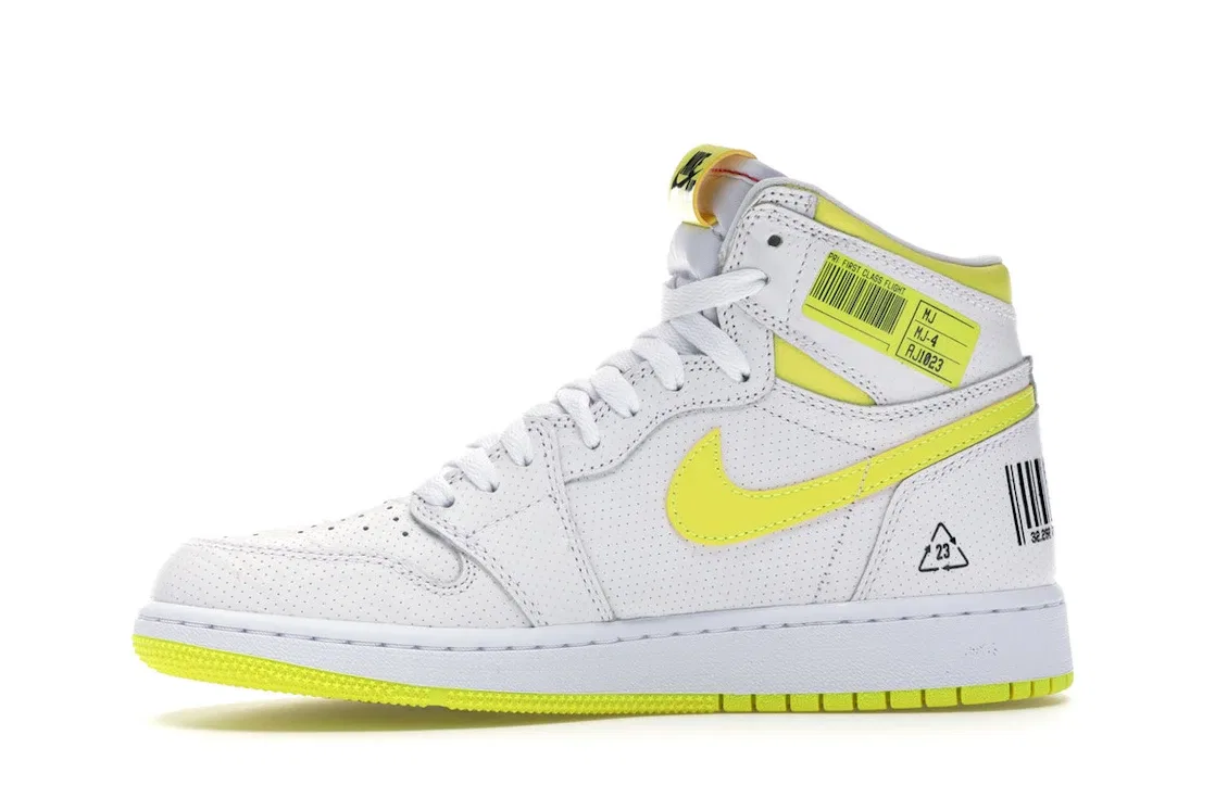Детские кроссовки с принтом Jordan 1 Retro High Jordan, White/Dynamic Yellow-Black — фото 3