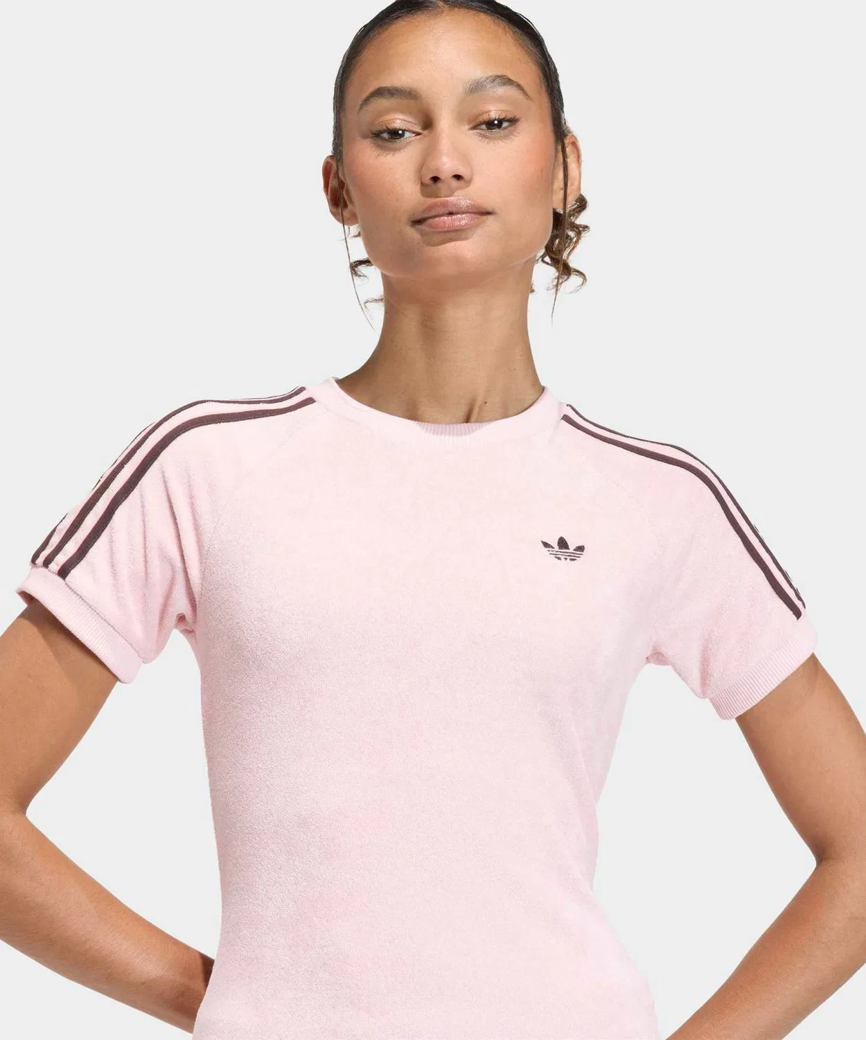 Женская футболка с коротким рукавом из махровой ткани Adidas Originals, Розовый — фото 3