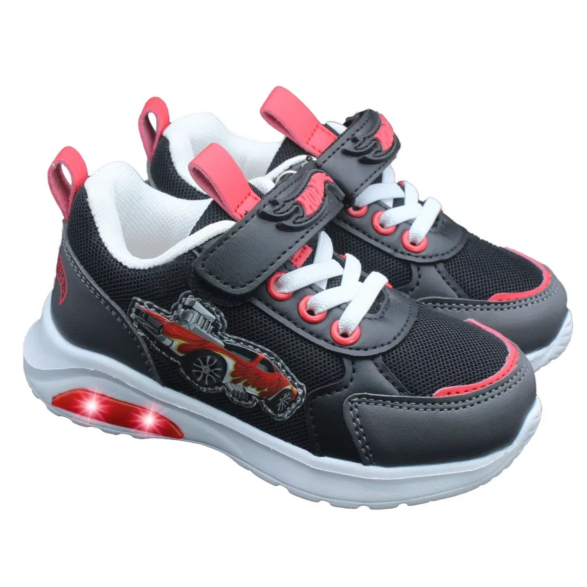 Детские кроссовки для мальчиков со светодиодной подсветкой Hot Wheels WOMENS FOOTWEAR, Black — фото 3