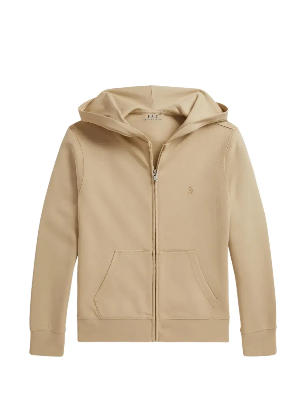 Худи на молнии с вышивкой Polo Ralph Lauren Kids, бежевый