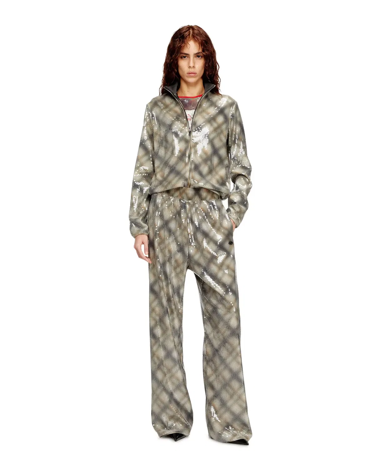 Женские широкие брюки из эластичного нейлона с пайетками Diesel, Multicolor — фото 3
