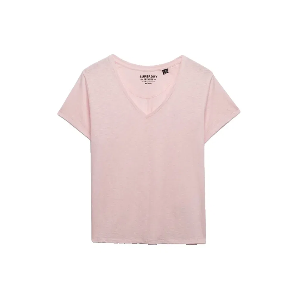 Футболка с коротким рукавом Superdry Studios Slub Embroidered Vee Superdry, розовый — фото 3