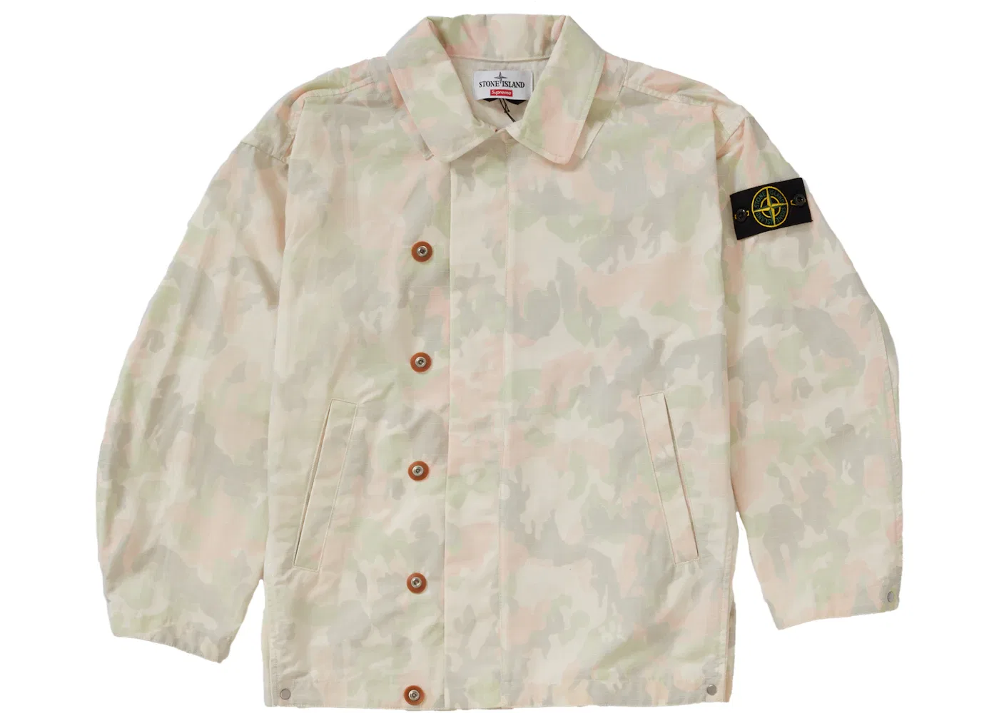 Мужская куртка с камуфляжным принтом Supreme Stone Island Reactive Ice Camo Ripstop Jacket, Tan