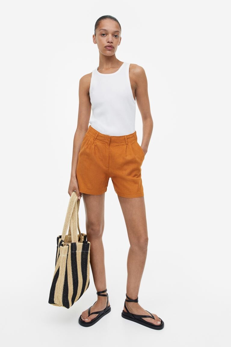 

Шорты из смесового льна H&M, светло-коричневый