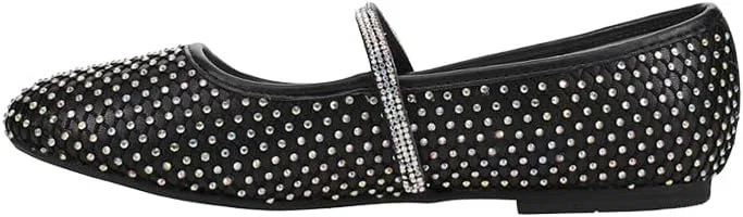 Детские балетки для девочек с принтом Nina Kids Black Rhinestone Mesh Ballet Flats NINA, Black — фото 3