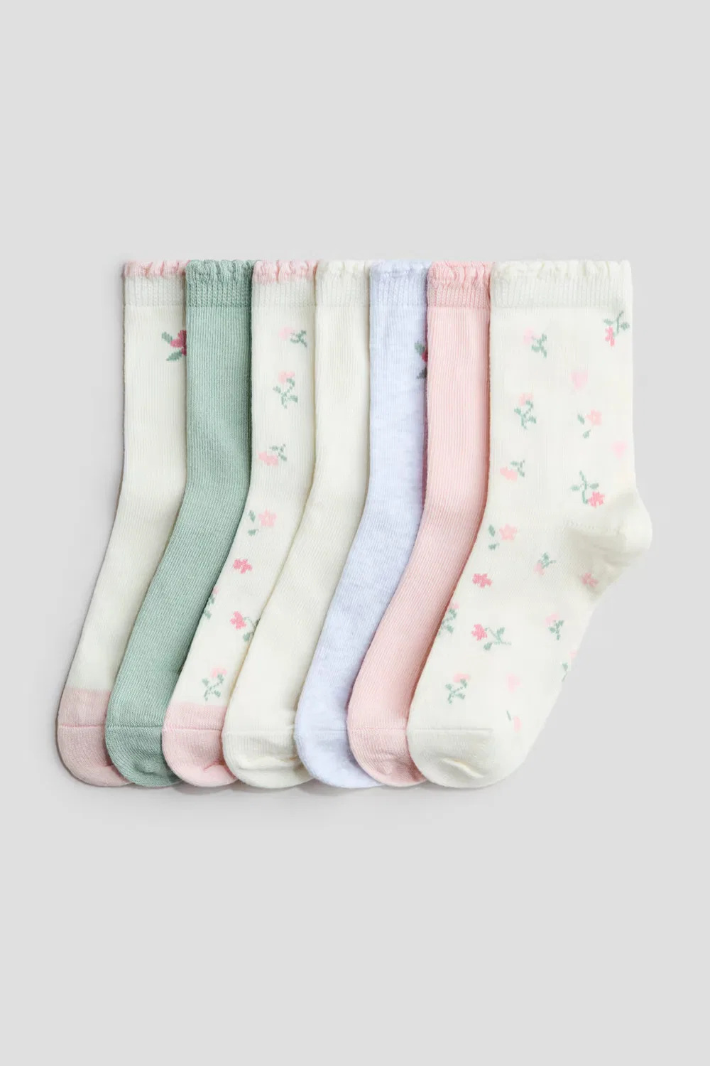 7 пар носков в упаковке H&M, Cremefarben/Geblümt