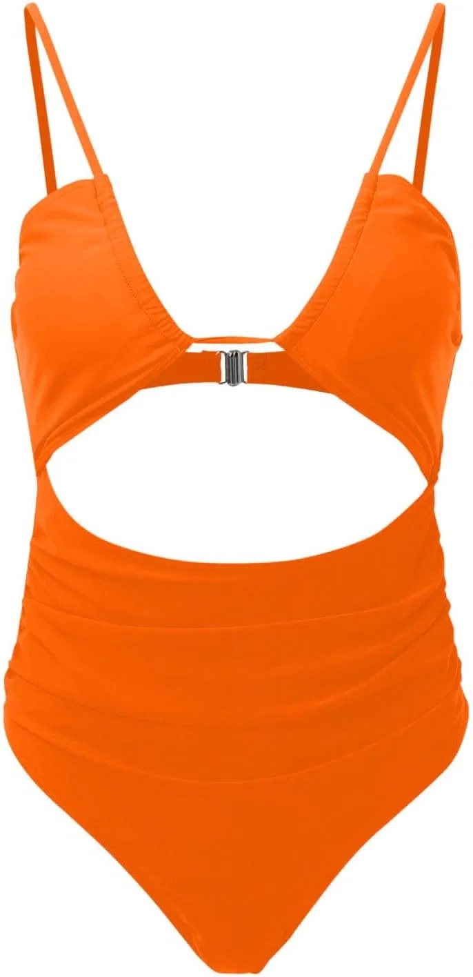 Женский слитный купальник с утяжкой живота Generic, Orange — фото 3