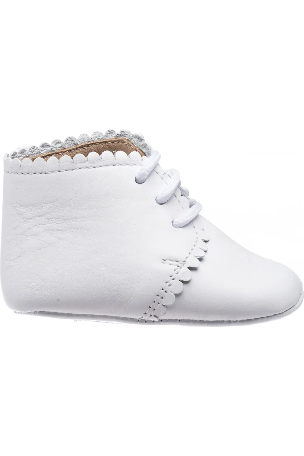 Детские ботиночки на шнуровке Scallop Bootie Elephantito, белый — фото 2