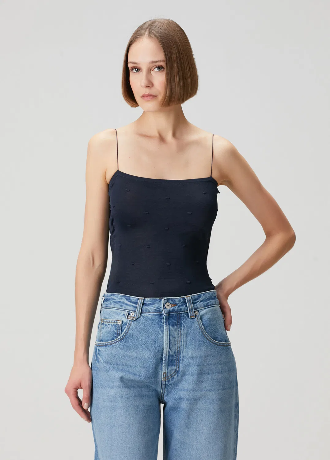 Топ Jacquemus The Plumetis, lacivert