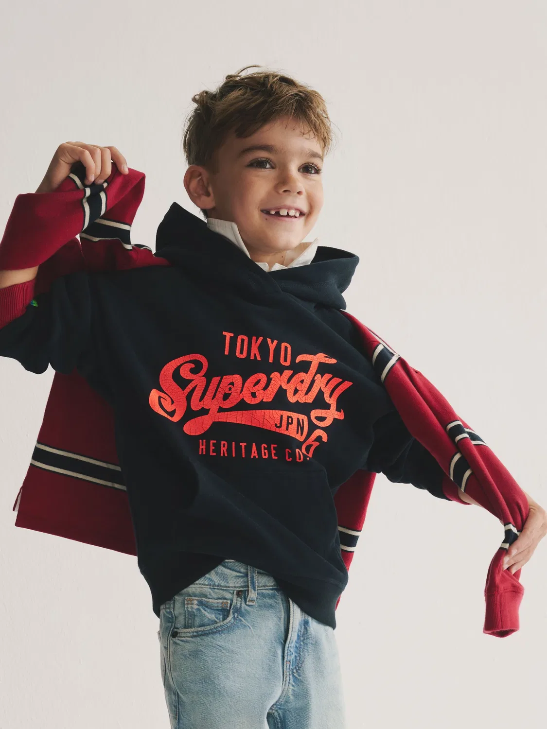 Худи Superdry Navy Logo Hoodie, синий — фото 4
