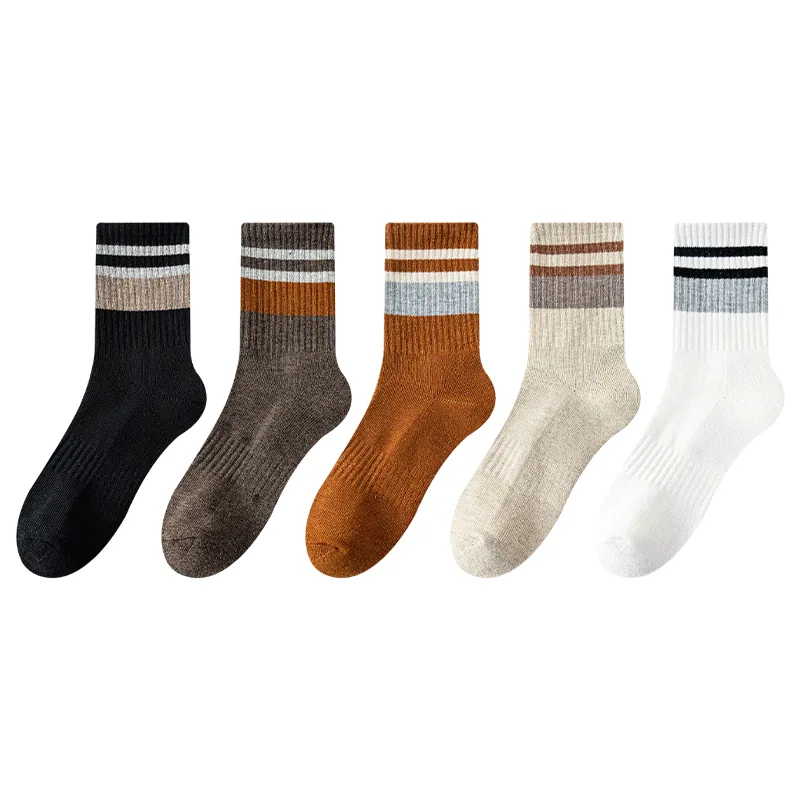 Детские носки-гольфы набор из 5 пар, Crew Socks, MIIOW, 5 Pack (Black+Coffee+Dirty Orange+Beige+Light Gray)