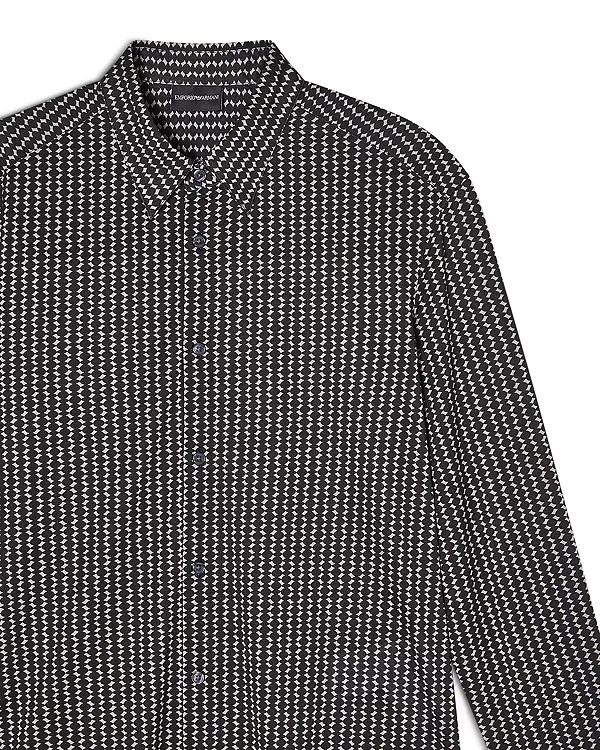 Мужская рубашка с принтом Regular Fit Micro-Geo Shirt Emporio Armani, Fancy Green — фото 3