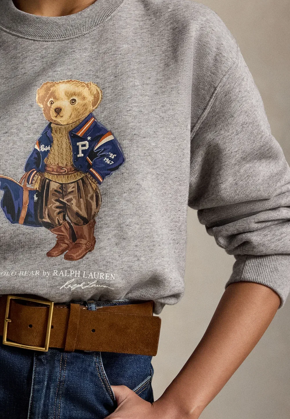 Свитшот с круглым вырезом и изображением медведя поло Polo Ralph Lauren, Dark Vintage Heather — фото 4