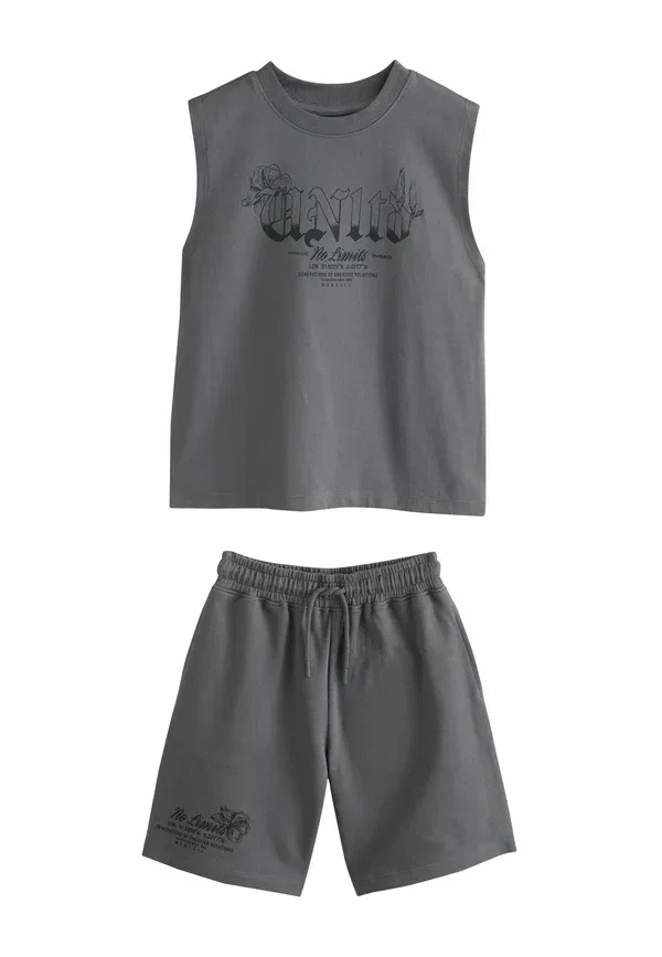 Комплект из топа и шорт с принтом Regular fit Next, charcoal grey, серый — фото 3