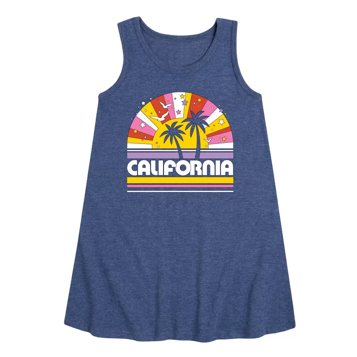 Детское платье-трапеция без рукавов California Sunset Instant Message, Heather Navy