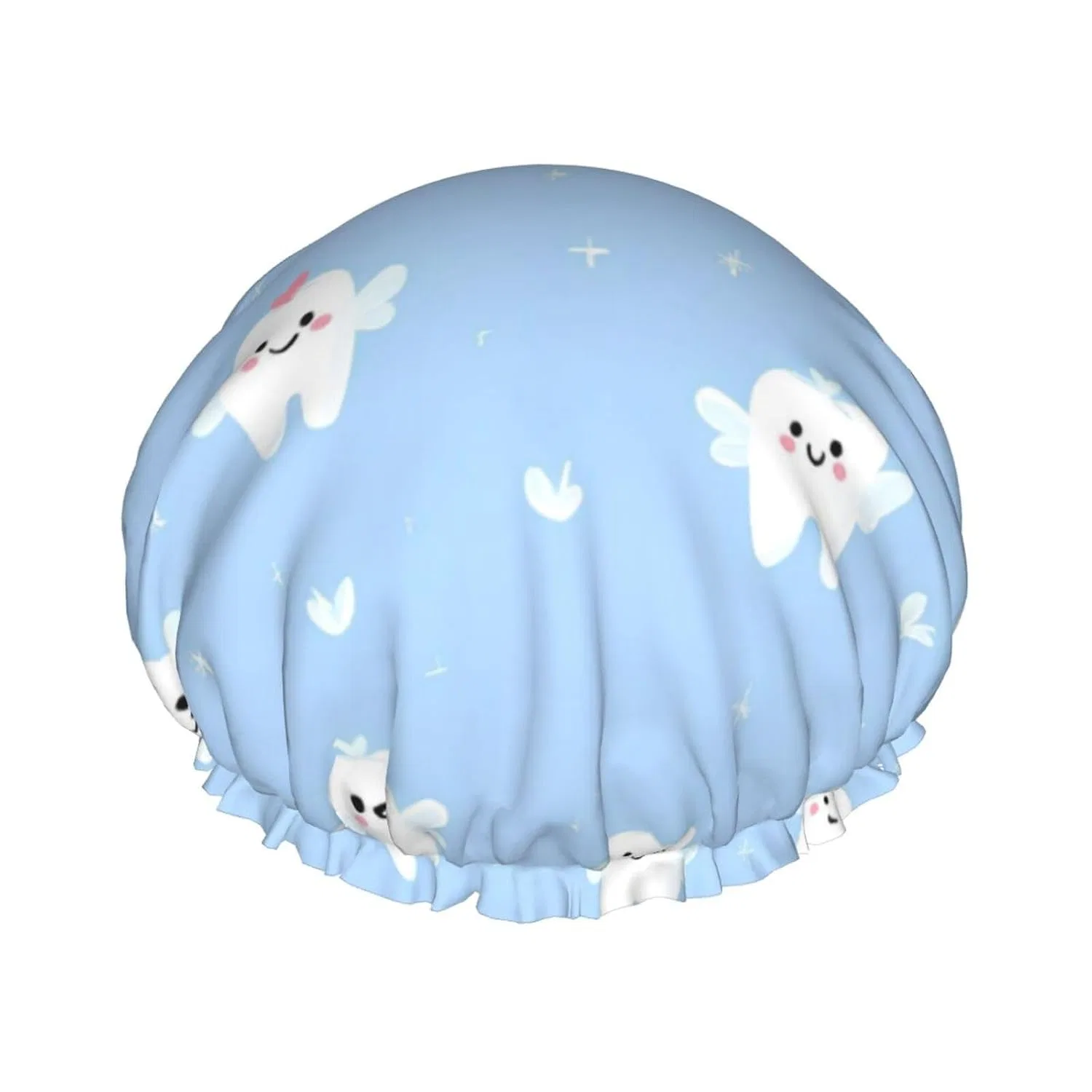 Двойная водонепроницаемая шапочка для душа, ZSUUGJ, с узором Tooth Fairy