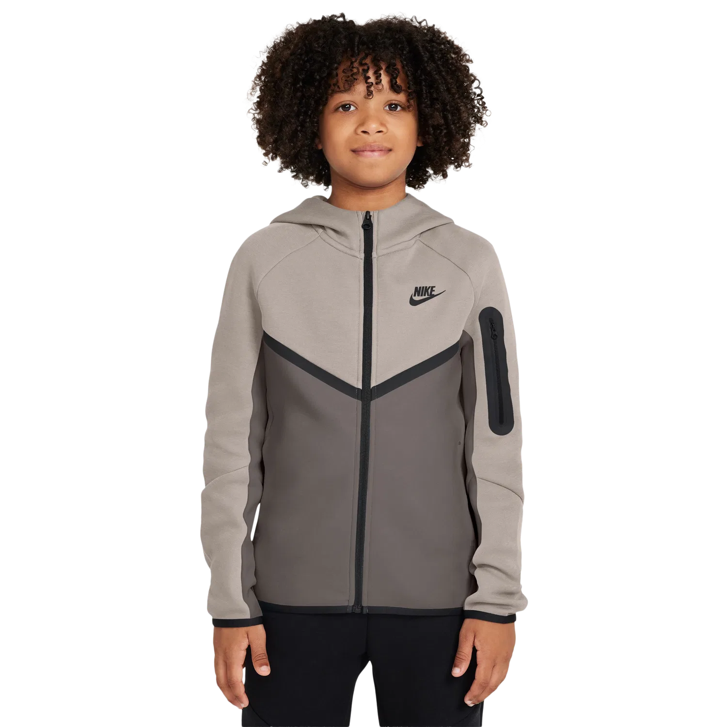 Детское худи для мальчиков с полной застежкой-молнией Tech Full Zip Fleece Nike, Beige Beige — фото 4