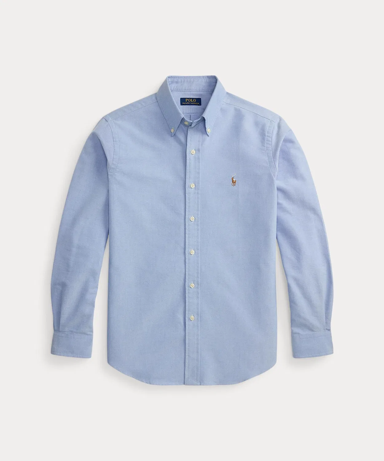 Мужская рубашка оксфорд с длинным рукавомклассический короткий крой POLO RALPH LAUREN, Blue — фото 2