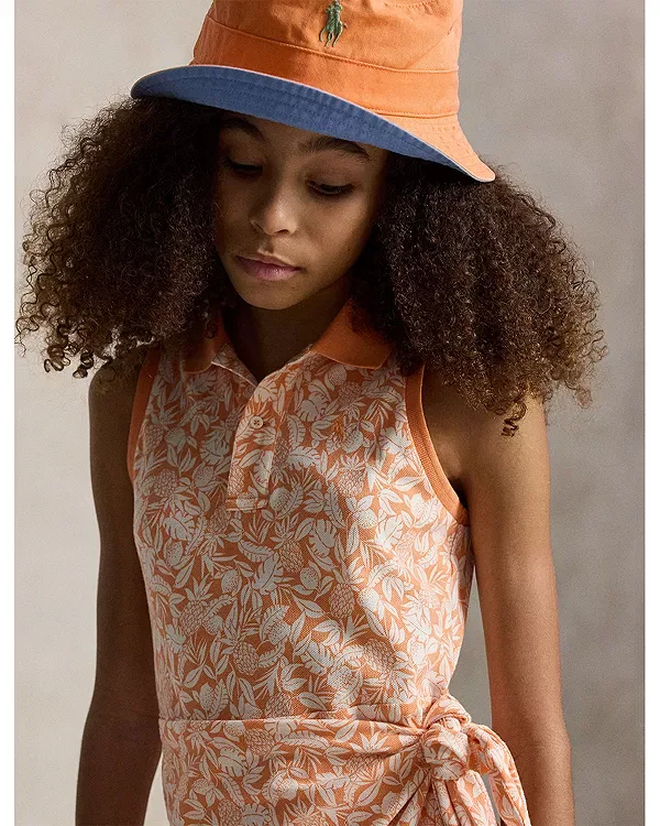 Детское платье для девочек с принтом Pineapple Faux Wrap Mesh Polo Ralph Lauren, Orange Multi — фото 3