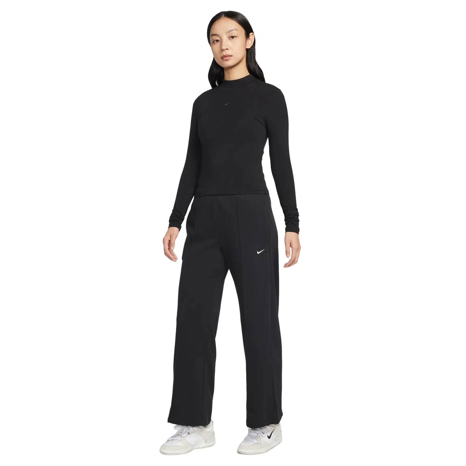 Женские брюки Sportswear French Terry Mid-Rise Pants Asia Sizing 'Black' Nike, черный — фото 3