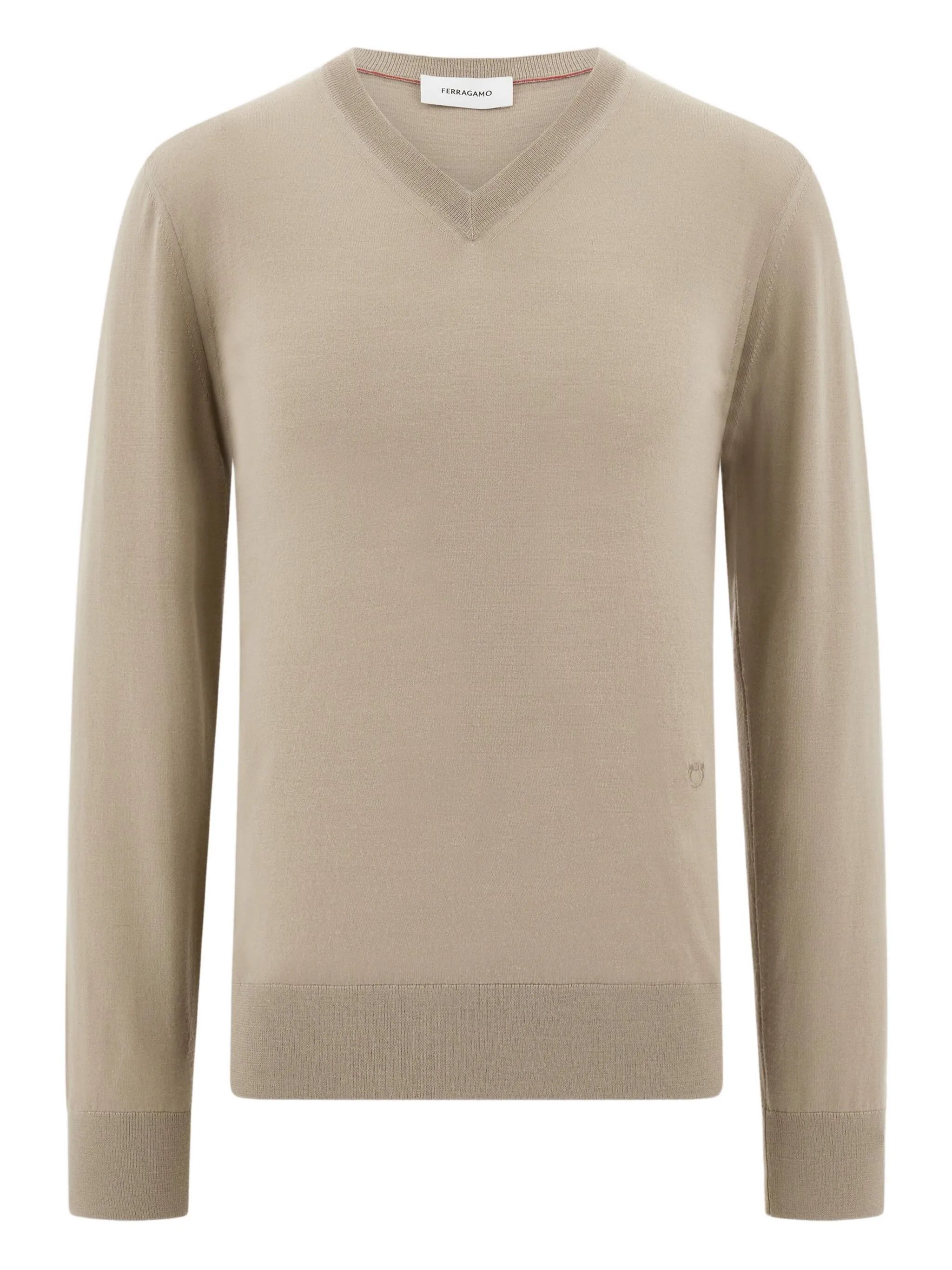 

Свитер в рубчик с V-образным вырезом Ferragamo, нейтральный