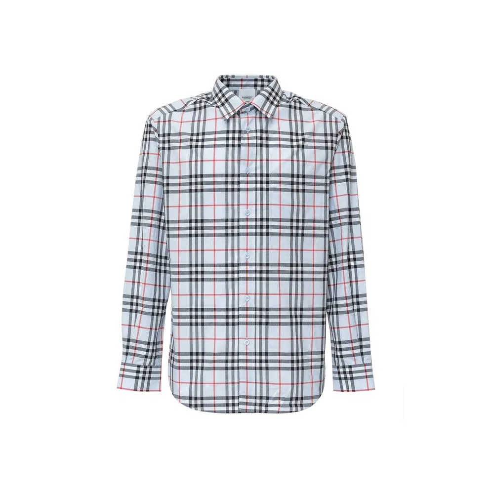Мужская рубашка с принтом, синяя, Burberry, Blue