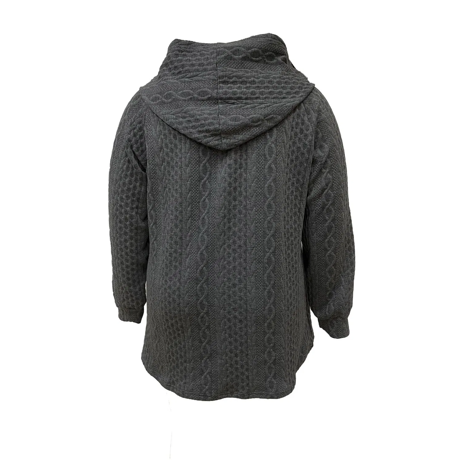 Женское пальто оверсайз с вязаным узором Winter Jackets Women UK, Grigio 2 — фото 4