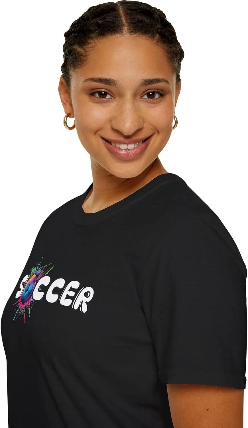 Мужская футболка с футбольным принтом Gildan 64000, Black — фото 3