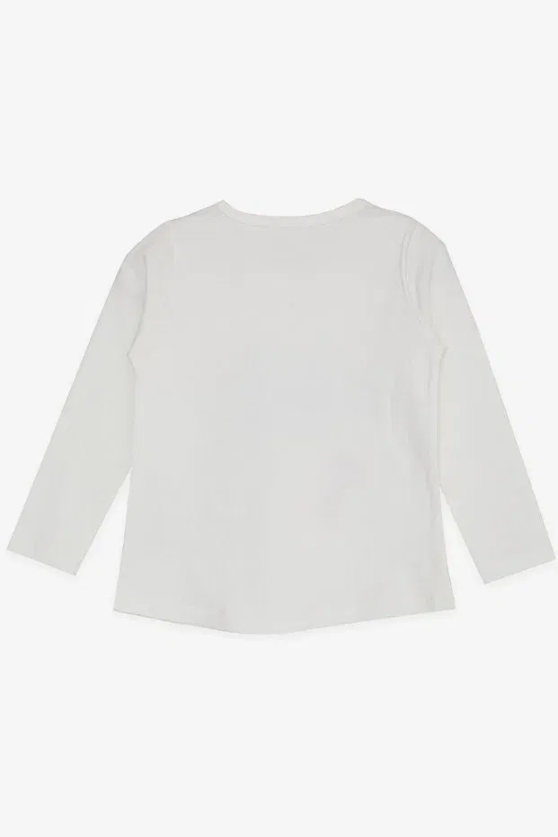 Детская футболка для девочек с длинным рукавом с принтом Girl'S long sleeve t-shirt with sequin heart print Breeze, Ecru — фото 2