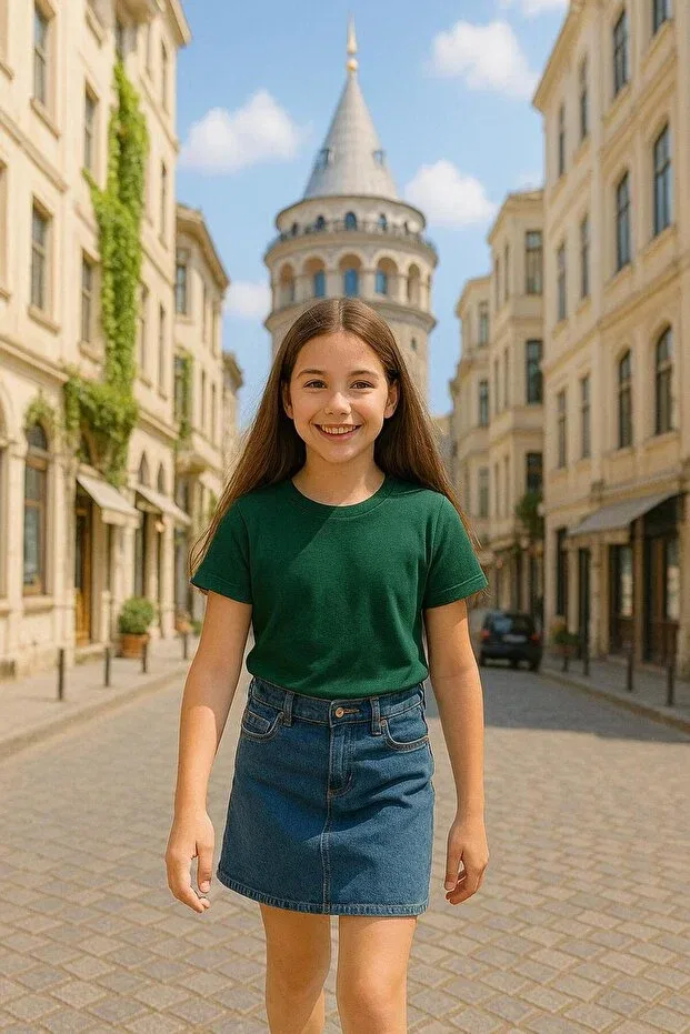 Детская футболка хлопковая для девочек Cloise, Green — фото 2