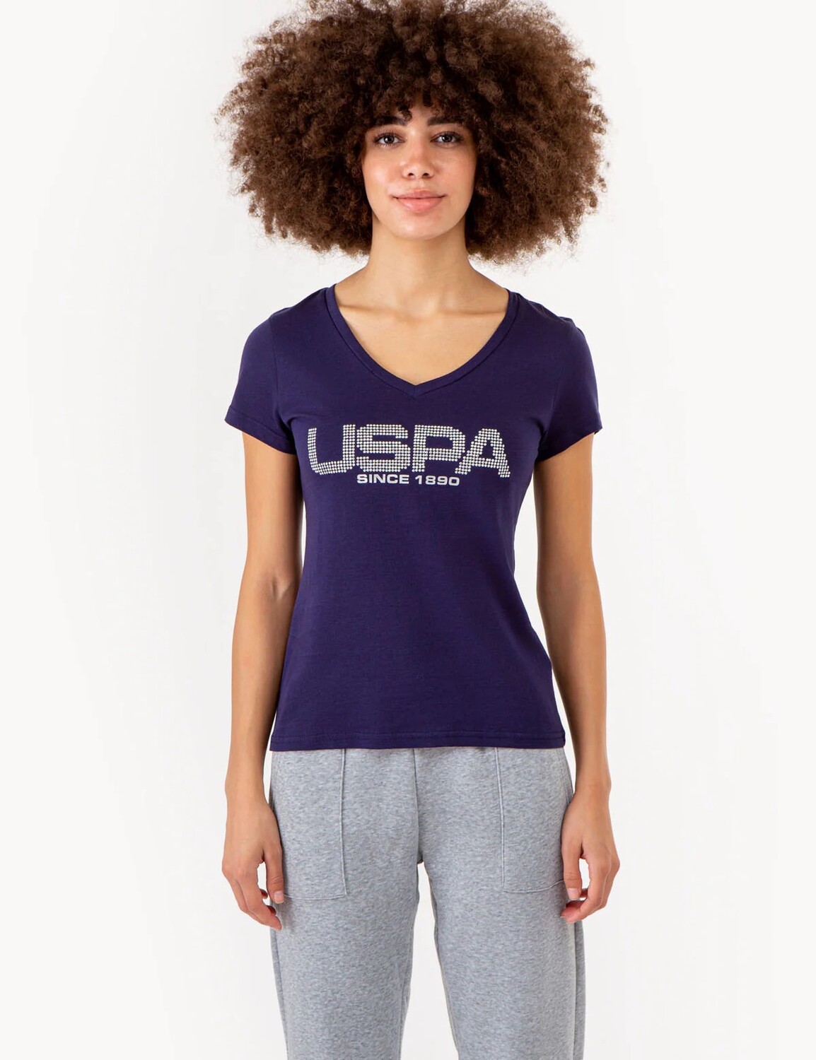 

Футболка U.S. Polo Assn. Uspa Stud Embellished V-neck, синий