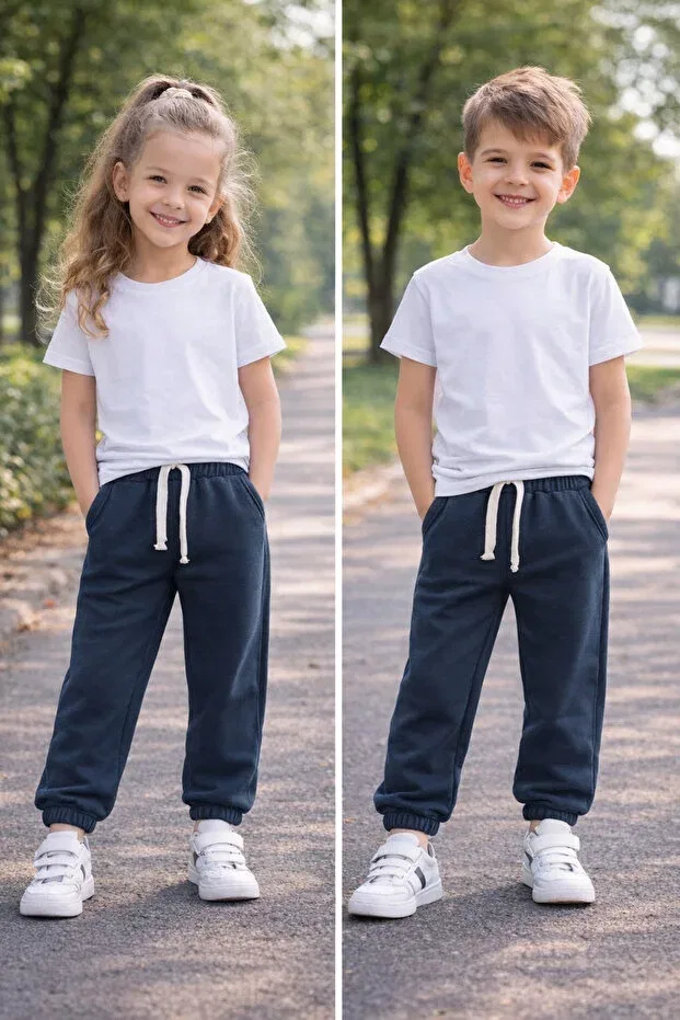 Детские спортивные штаны для девочек с эластичным манжетом Worrn, Navy Blue