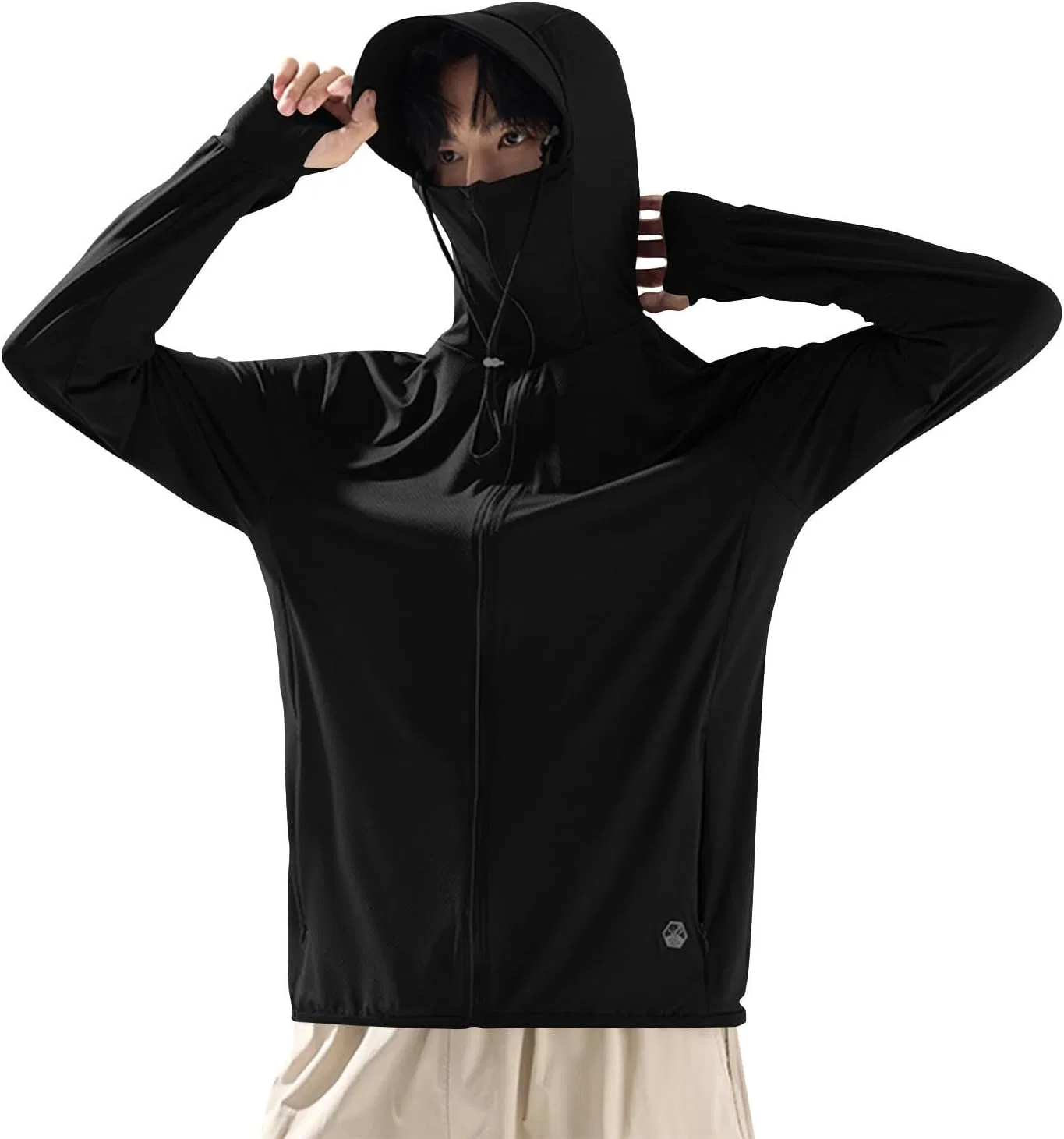 Мужское худи из шелка с молнией, Lightweight Full Zip, чёрный
