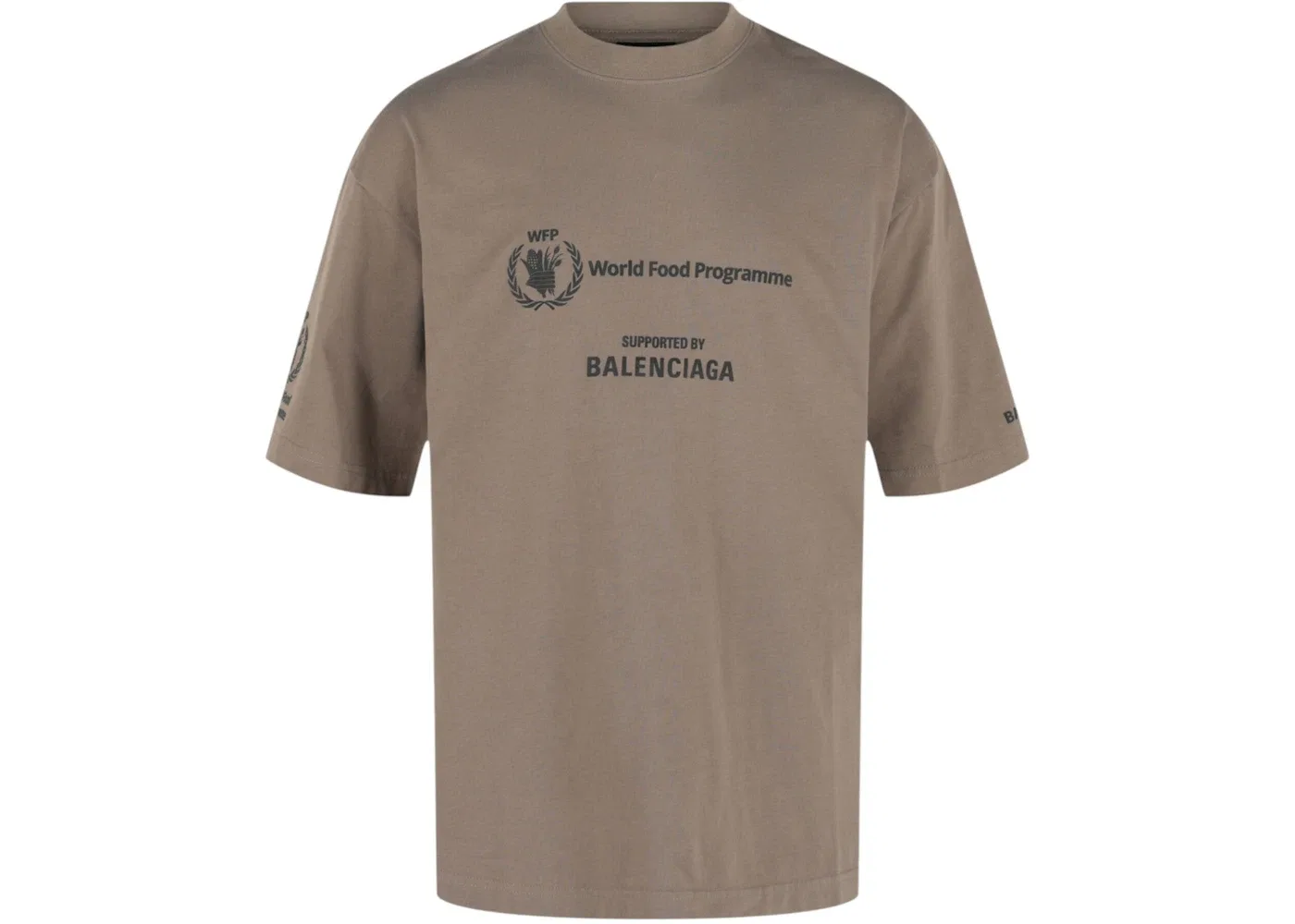 Мужская футболка с принтом Balenciaga World Food Programme Crewneck T-Shirt, Taupe/Black
