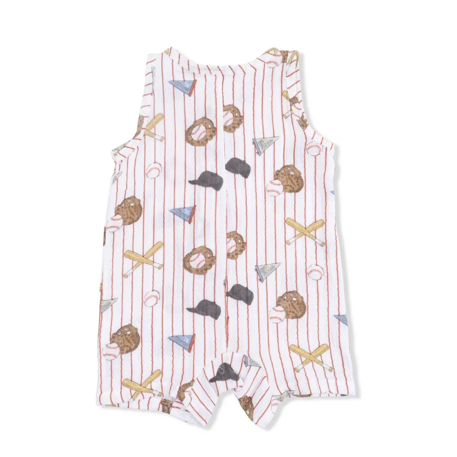 Детский боди-комбинезон без рукавов с принтом Vintage Baseball Stripe Muslin Angel Dear, мультиколор — фото 2