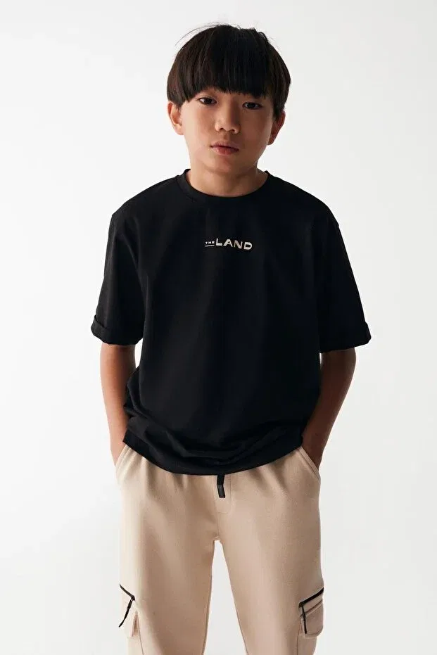 Детская футболка с принтом Land T-Shirt Generic Brands, Черный