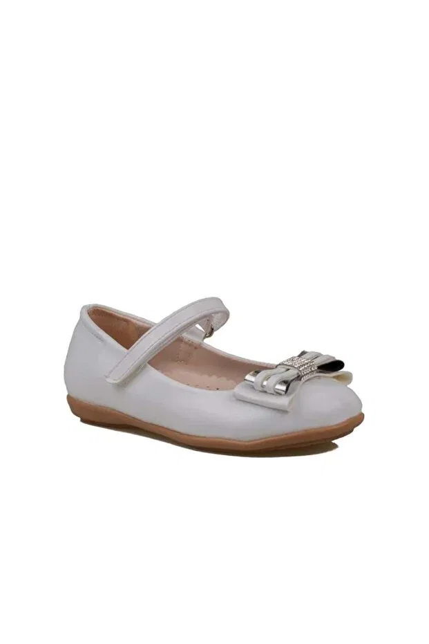 Детские балетки для девочек с блестящим бантом Trend Adımlar, White