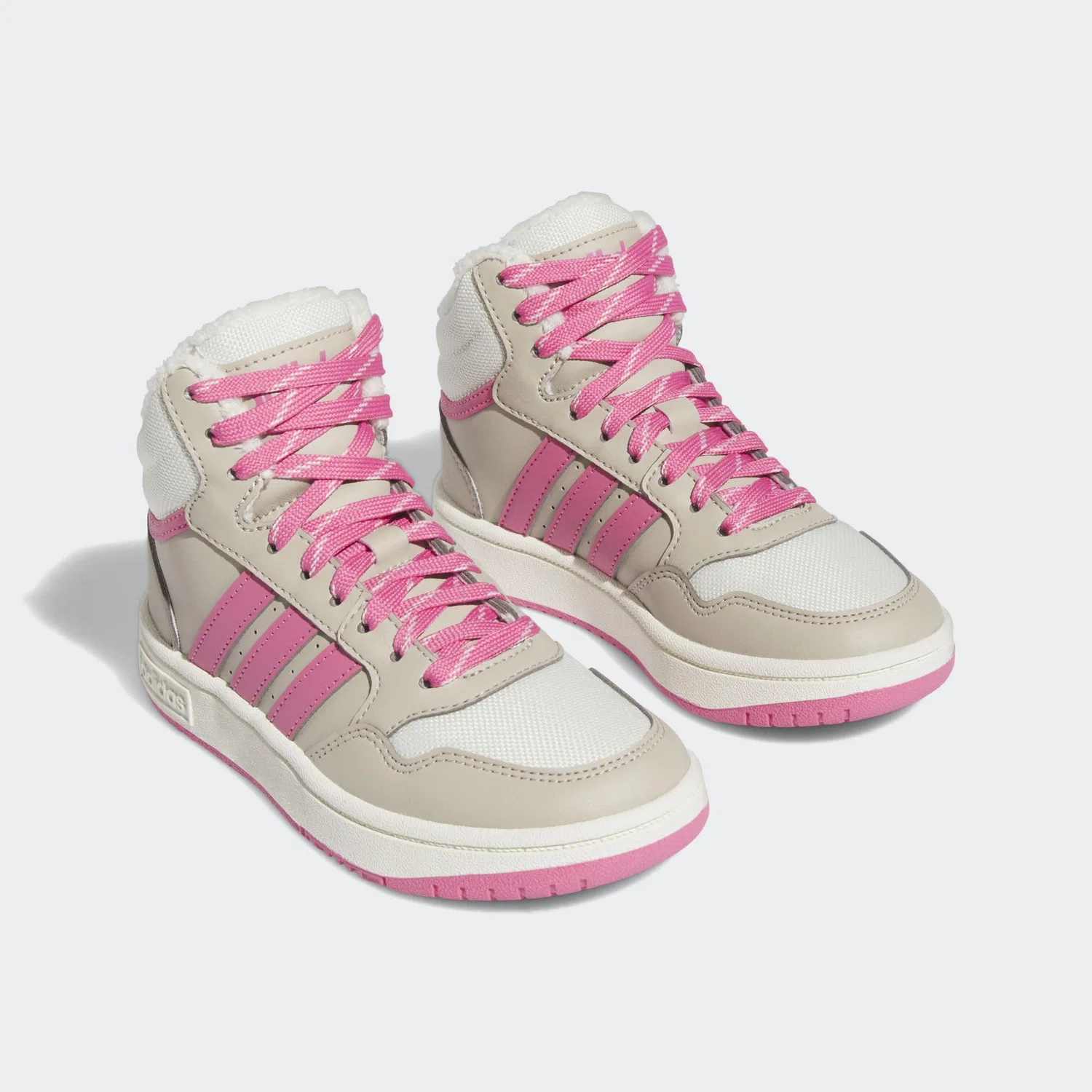 Детские кроссовки для мальчиков и девочек Hoops Mid 3.0 Kids Adidas, Wonder Beige Pink Fusion Off White — фото 4