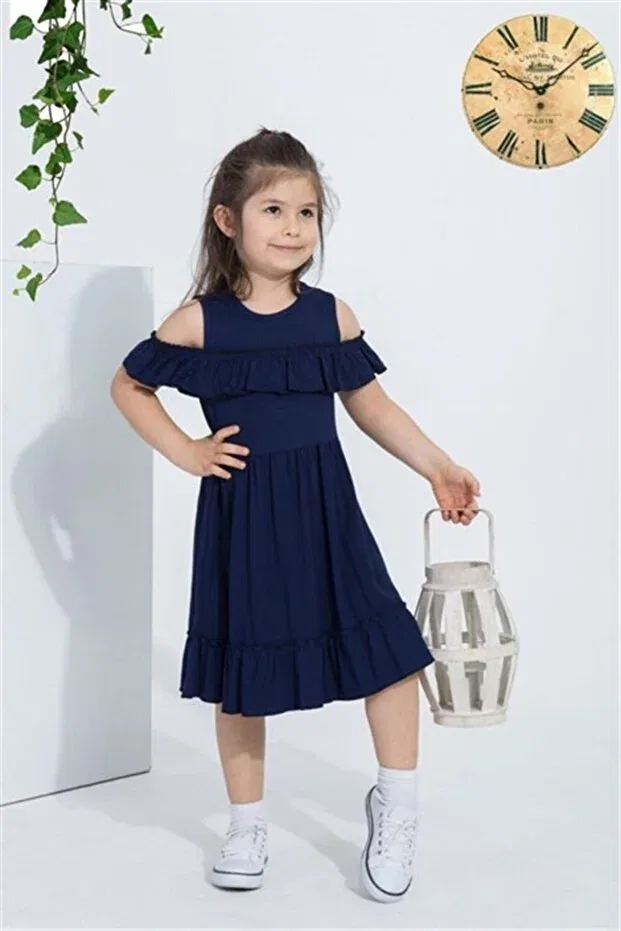 Детское платье для девочек с открытыми плечами Feyzamavm, Navy Blue