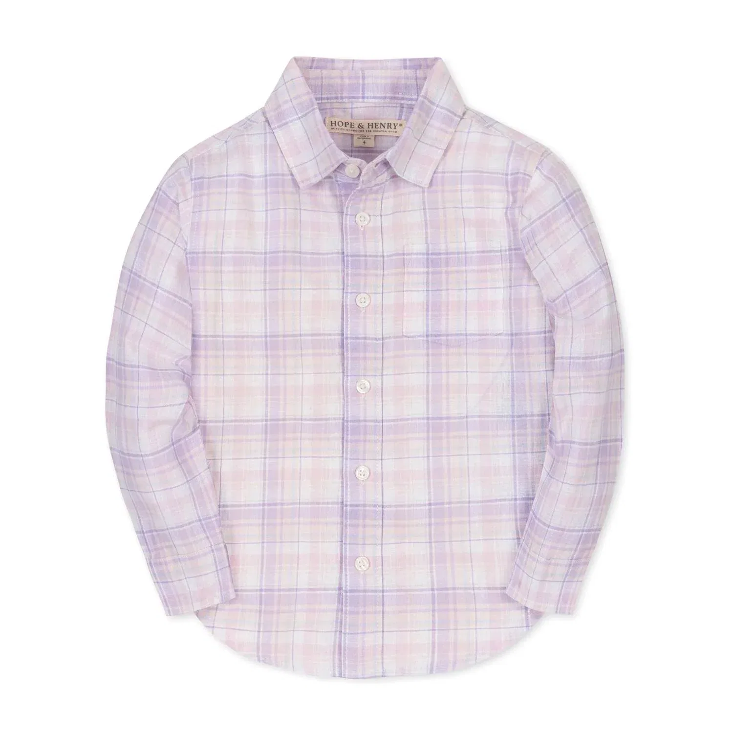 Детская рубашка для мальчиков с длинным рукавом на пуговицах Monet Plaid HOPE & HENRY, Monet Plaid — фото 2