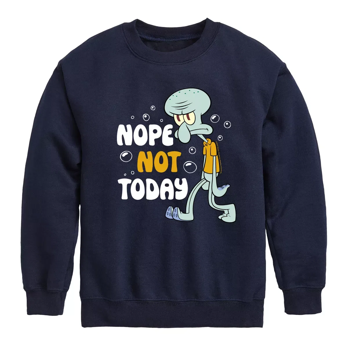 Детский свитшот с принтом Squidward Nope Not Today SpongeBob SquarePants, Navy