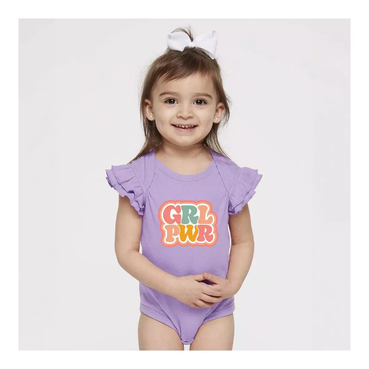 Детское боди для девочек с принтом Girl Power Retro The Juniper Shop, Lavender — фото 2