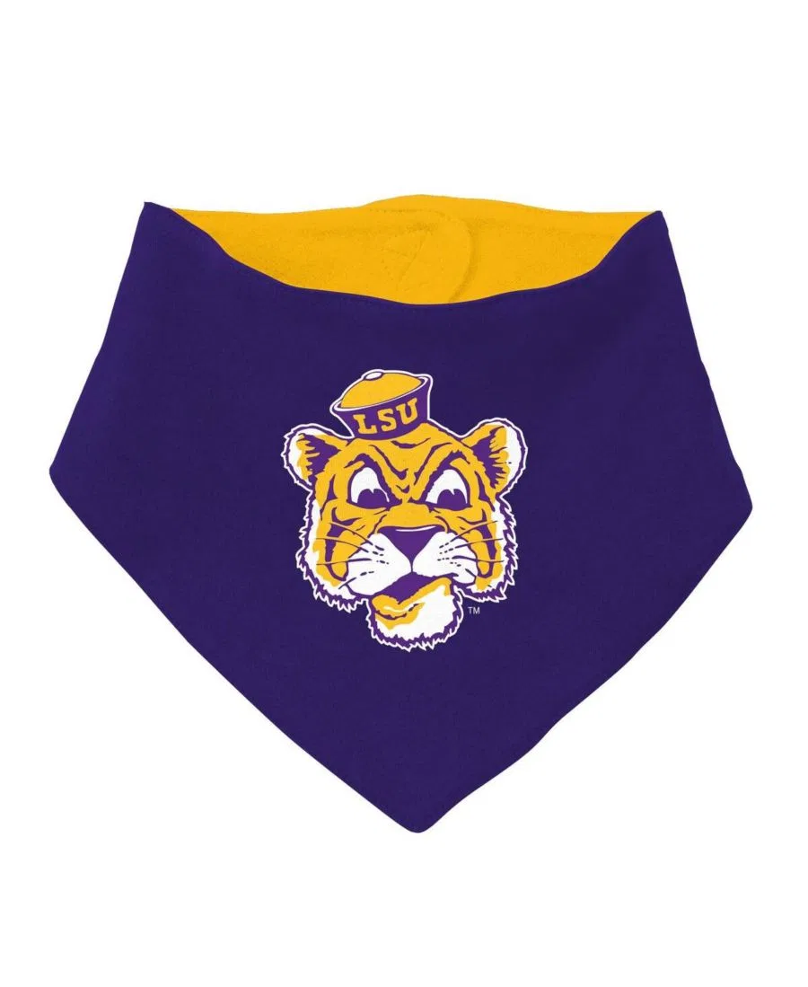 Комплект из 3 предметов: боди, слюнявчик и пинетки с принтом LSU Tigers Mitchell & Ness, Purple — фото 3
