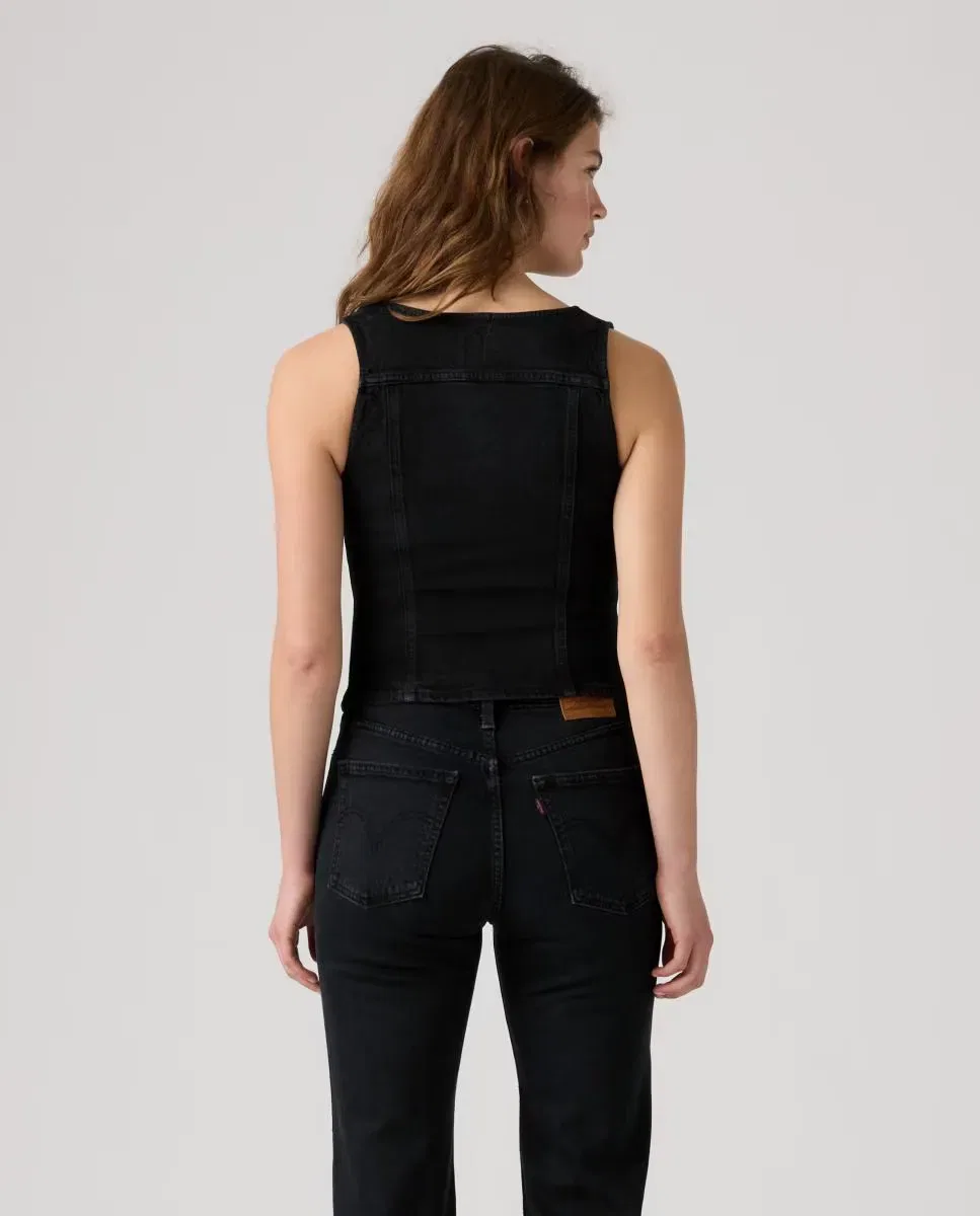 Женский джинсовый жилет с логотипом Levi's, Negro — фото 2