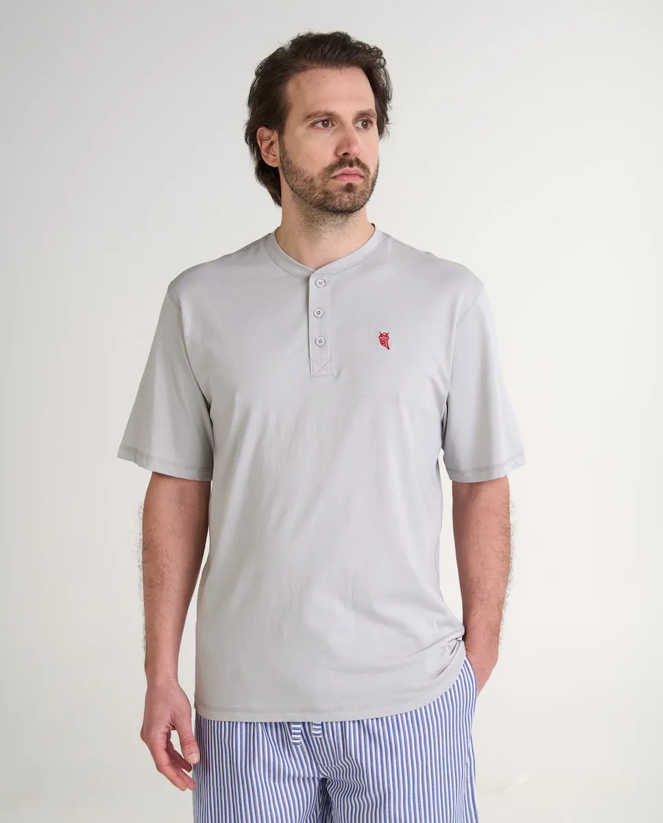 

Короткая пижамная футболка для мужчин синего цвета El Búho Nocturno