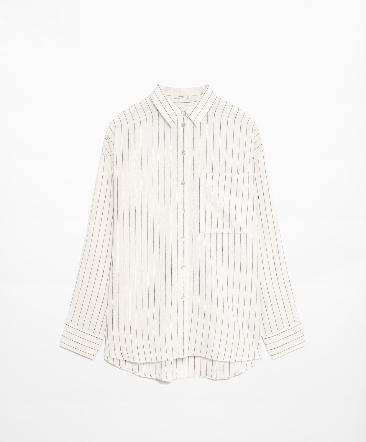 

Рубашка Oysho Striped 100% Linen Long-sleeved, белый