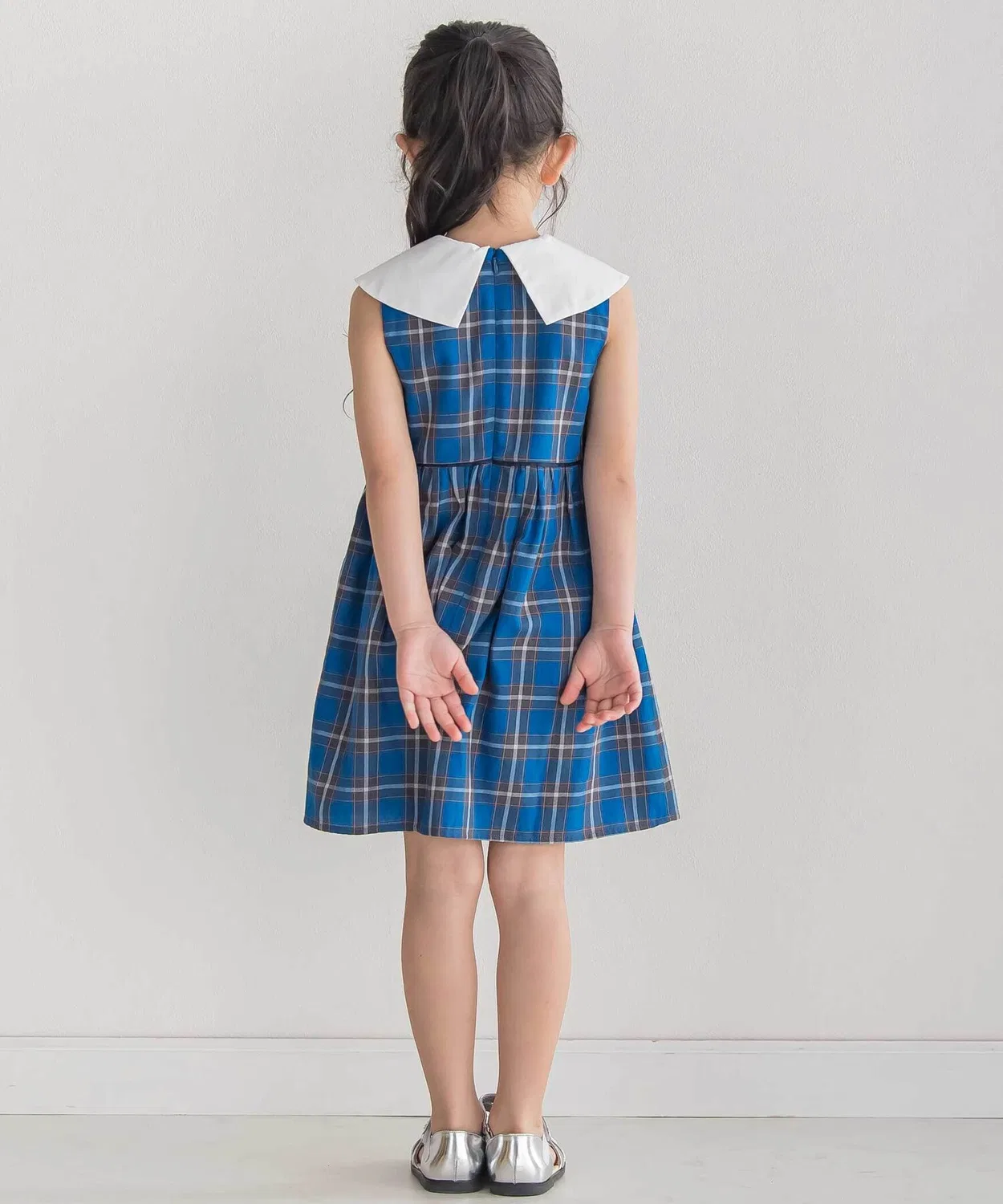 Детское платье для девочек без рукавов с принтом Kobe Tartan BeBe, Blue — фото 3