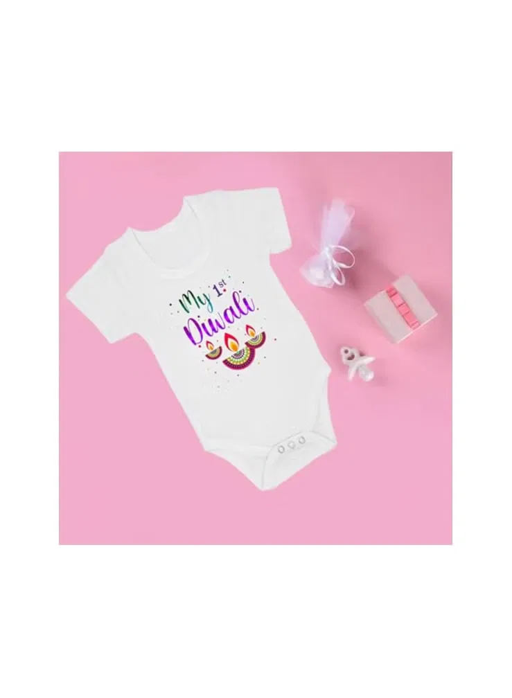 Боди-комбинезон с коротким рукавом Diwali Printshop4Me, белый — фото 3